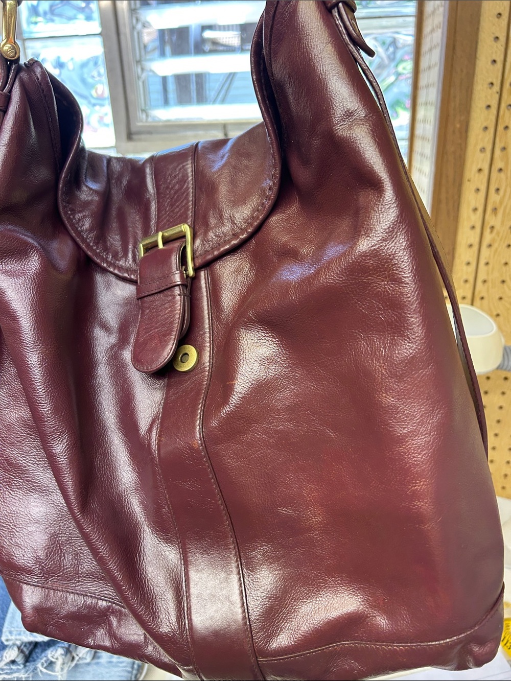 Lauren Ralph Lauren Burgundy Leather Shoulder Bag - Picture 14 of 14